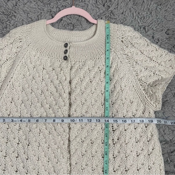 ALPS Wool Blend Cable Knit Short Sleeve Cardigan - Picture 14 of 15